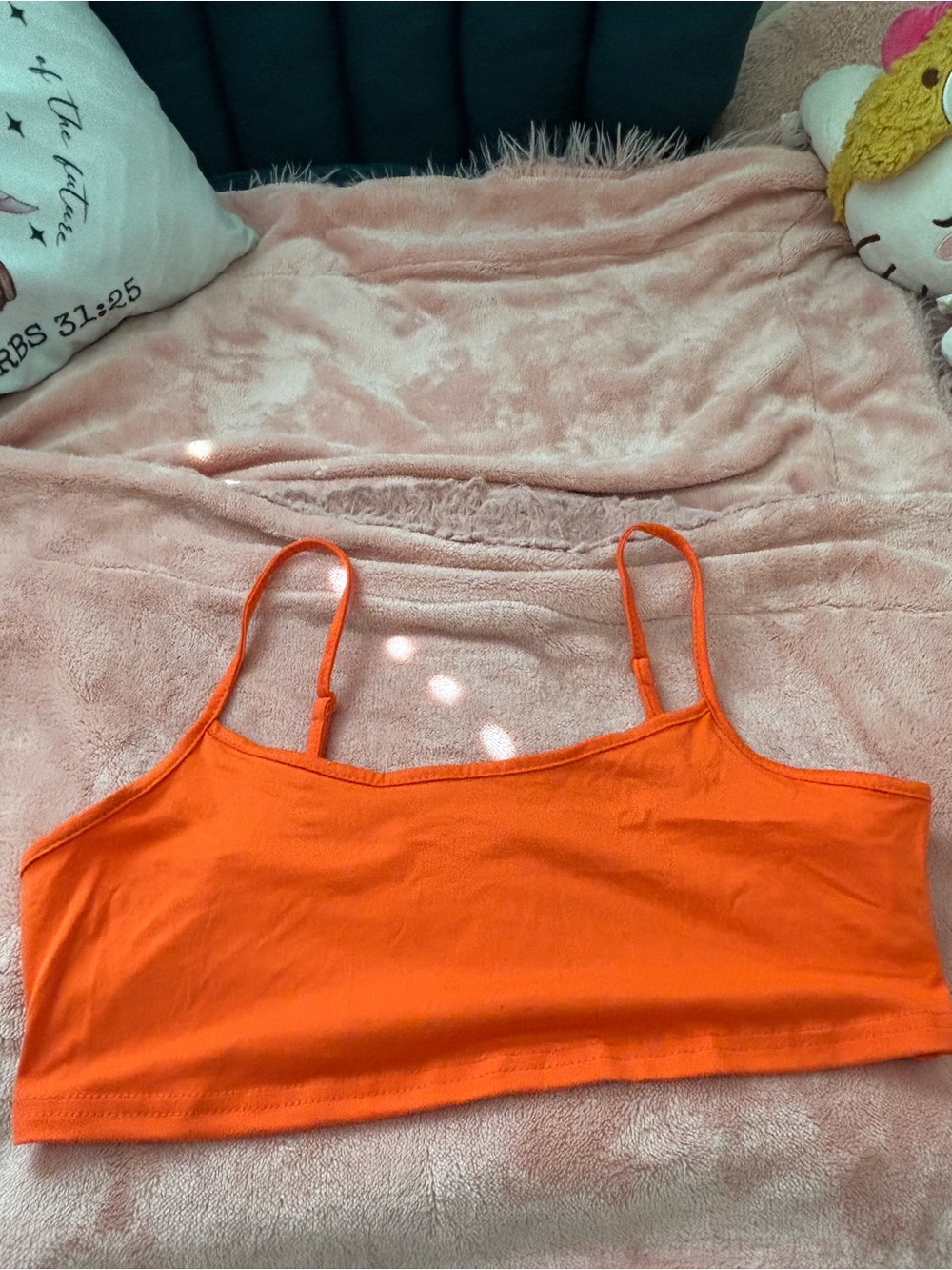 SHEIN Orange Slim Adjustable-Strap Crop Camisole